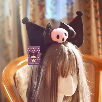 Roztomilý Kuromi Ucho hlavový most Plyšové Hairband Hračka Strany Kawaii Anime Cosplay Plushie Príslušenstvo Halloween Vianočný Darček pre Ženy