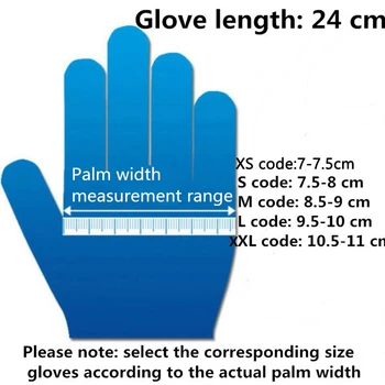 50/100ks Biela Modrá jednorazové nitrilové rukavice latexové rukavice pre domácnosť, čistiace prostriedky, priemyselné pranie tetovanie rukavice
