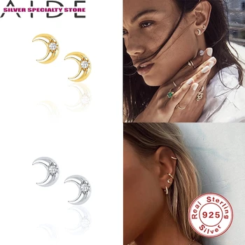 AIDE Mesiac Diamond Náušnice Pre Ženy 925 Striebro Náušnice 2020 Módne Stud Náušnice, Šperky, Zirkón Pendientes Brincos Aretes