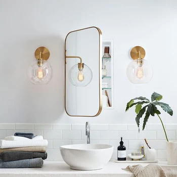Nordic číre sklo moderné nástenné svietidlá spálňa, nočné lampy, kúpeľňa stenu sconce Obývacia izba uličkou balkón wall mount osvetlenie