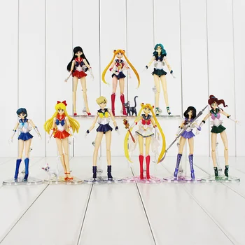 9Styles Anime Sailor Moon Údaje Tsukino Sailor Mars, Saturn, Jupiter, Merkúr Tenoh PVC Akcie Zberateľskú Model Hračky