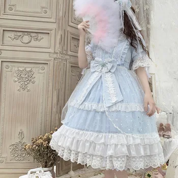 Palác princezná denne sladké lolita šaty vintage čipky bowknot o-krku vysoký pás viktoriánskej šaty kawaii dievča gothic lolita op cos