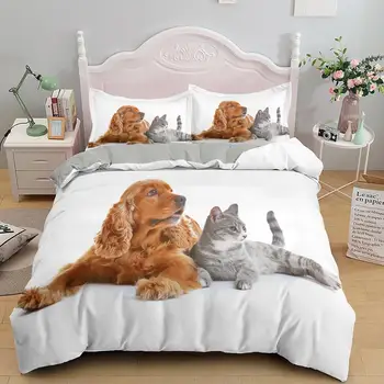 Nový Dizajn 3d Podstielka Cat Dog Obliečky Spálňa Decor Pohodlné Perinu Nastaviť