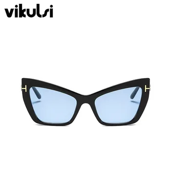 Módny Dizajnér Značky Cat Eye Slnečné Okuliare Ženy Vintage Malé Rám Tom Žena Slnečné Okuliare, Transparentné Sklá Bodov Gafas 2019