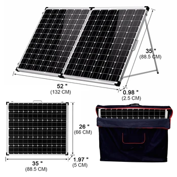 Dokio 200W(2 ks x100W) Skladací Solárny Panel +10A 12V/24V Regulátor Nabíjania skladací solárny panel Bunky/Systém Nabíjačku Solárny Panel