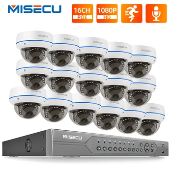 MISECU 16CH POE Bezpečnostný kamerový Systém CCTV NVR Súpravy Vonkajšie Vnútorné 2MP Vandalproo Dome IP Kamera kamerový Systém Nastaviť
