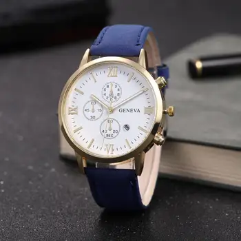 Nové 2020 Mužov Sledujte Fashion Business Retro Dizajn Kožené Jednoduché Quartz Hodiny Calander Náramkové hodinky Rímskou číslicou Kožené hodinky