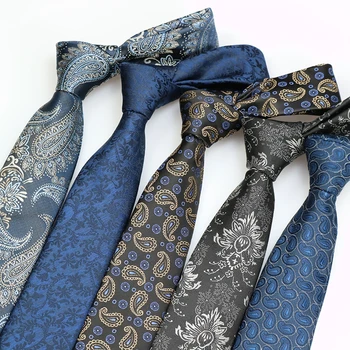 7 CM Mens Väzby Polyester Hodváb Kvetinový Paisley Formálne Šaty gravata corbatas Svadobné Business Kravata Klasické Krku väzby Pre Mužov