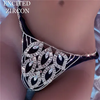 2020 nová žena módy luxusný sexy drahokamu crystal telo reťaz sada bikini beach romantický podprsenka remeň Valentína darček