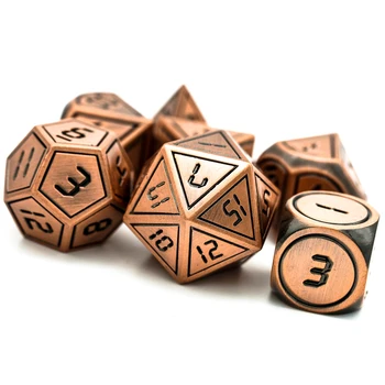 Cusdie Červená Meď Kovové D&D Kocky, 7 Ks DND Kocky, Polyhedral Dice Set, pre Role Playing Game MTG Pathfinder