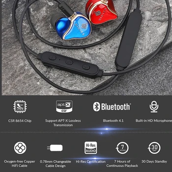 HIDIZS BT01 APT-X HiFi Audio 4.1 Bluetooth Prijímač Prenosný Bluetooth Premium kábel s 2pin/0.78 mm, vyrobené pre MS4 MS1