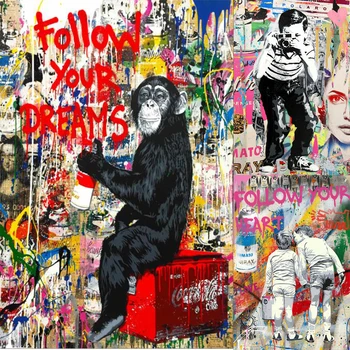 AMTMBS Nasledovať Svoje Sny Wall Street graffiti Art Canvas Farba Čísla Umelecké Plátno Akrylová Farba Pre Izba Dekor Cuadros