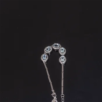 Jemné Aquamari Náramok&Náramok pre Ženy Striebra 925 S Šterlingov Podiel Platinum pokovovanie Srdce Svadobné&Narodeniny Vintage Šperky