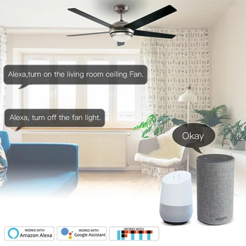 Tuya WiFi Smart Stropný Ventilátor Svetlo Lampy vypínač Inteligentný Život APP Remote Rôzne Rýchlosti Ovládanie Práce s Alexa Echo Domovská stránka Google