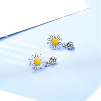Daisy Náušnice Nový Príchod Sladké Sun Flower 925 Sterling Silver Šperky, Módne Crystal Temperament Žien Stud Náušnice SE758