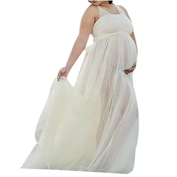 #50 Ženy Tehotné Čipky Dlho Spojov Kravatu Šaty Materskej Fotografie Rekvizity Oblečenie Pevné, Voľné, Bez Rukávov Bavlna Mama Šaty