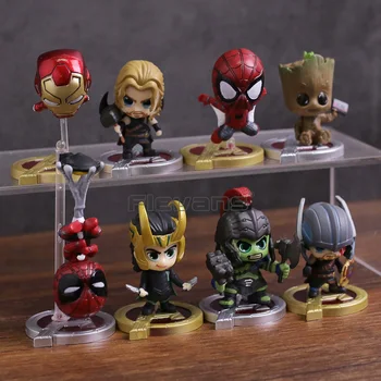 Avengers Infinity War Spiderman Iron Man Loki Thor Hulk Super Hrdinovia Mini PVC Údaje Hračky 8pcs/set