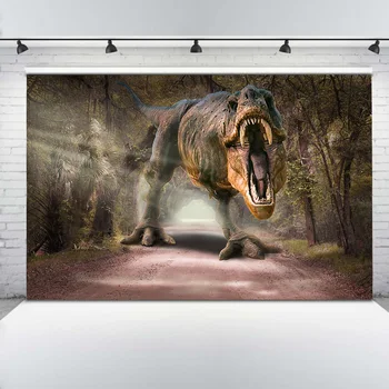Dinosaurov Fotografie Pozadie Jungle Lesa Cartoon Detí, Narodeniny Pozadí Tyrannosaurus Rex Jurský Svete Photocall
