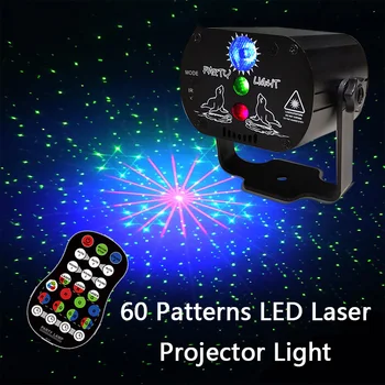 60 Modelov RGB LED Disco Svetlo 5V USB Nabíjanie RGB Laser Projekčnej Lampy Fáze Osvetlenie Zobraziť Na Domácej Strane KTV DJ Tanečný Parket