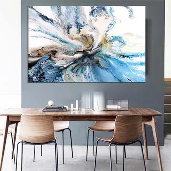 WANGART Farebné Oceán, Veľké Abstraktné Plagát Plátno Umenia Krajiny Olej Maľovanie obrazov na Stenu Pre Obývacia Izba Moderne č rám
