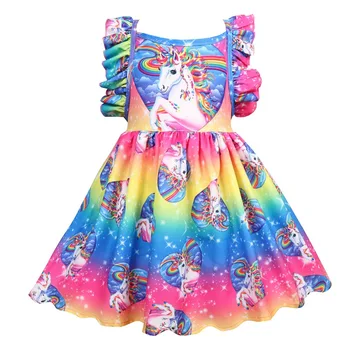 Detské Dievčenské Šaty Letné Jednorožec Kostým Deti Oblečenie 2018 Deti Party Šaty Dievčatá Šaty Princezná Krátky Rukáv Šaty