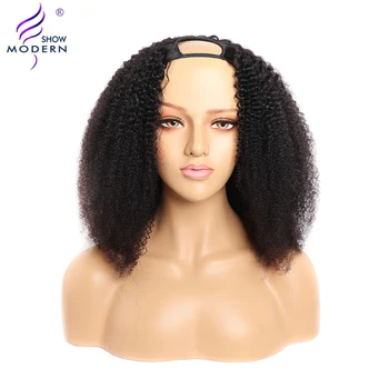Moderné Zobraziť Afro Kučeravé U Časti Ľudské Vlasy, Parochne Pre Čierne Ženy Brazílsky Remy Vlasy 150% Hustota Nespracovaných Kinky Kučeravé Vlasy, Parochne