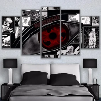 5 Kusov Naruto Sharingan Plagát Moderného Domova Izba Modulárny Wall Art Obrazy na Plátne HD Vytlačené Anime Maľovanie