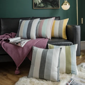 Romantický Sivá Geometrických Tlač Vankúš Farebné Jednoduché Prúžok Gauč Vankúš Obývacia Spálňa Decor Polyester Bavlna Kryt