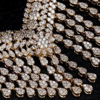 Nevesta Hovoriť Veľký Módne Luxusné Šperky Sady 4 KS Dubaj Cubic Zirconia CZ Indickej Afriky Svadobné Strapec Náhrdelníky Sady Pre Ženy