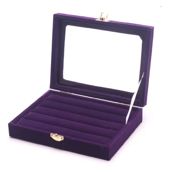 Malý Krúžok Šperky Box Sklenený Kryt Krúžok Úložný Box Stud Náušnice Box Kolesa Stud Náušnice Šperky Držiak Na Príslušenstvo Displej Rack