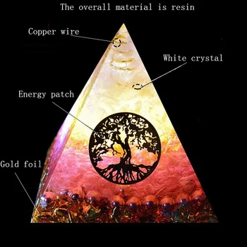 AURA REIKI Orgonite Pyramídy Ariel Maripura/Sahasrara Čakra Láska Crystal Priniesť Šťastie Kameň Živice Pyramídy Remesiel Ozdoby C0145