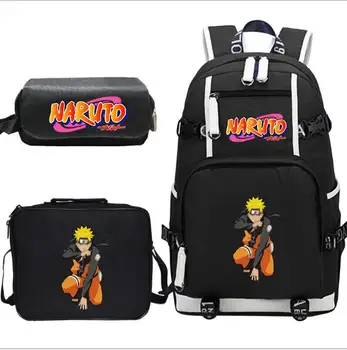 Naruto Anime Svetelný Batoh pre Chlapcov, Dievčatá, Deti, Školské Tašky Študent Bookbag Deti Bagpacks s Lunchbag + Pero Bag Vak Enfant