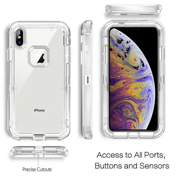 Luxusné Ťažkých 3 V 1 Shockproof Brnenie Telefón púzdra Pre iPhone 12 11 X XS Max XR 6 6 7 8 Plus Crystal Clear Obranca puzdro