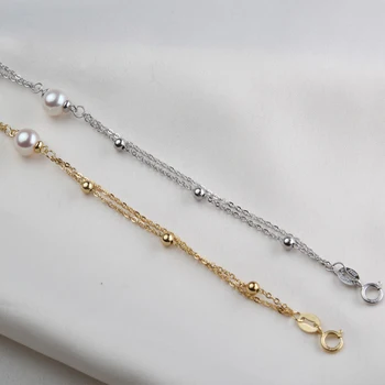 YIKALAISI 2017 reálne prírodné sladkovodné perly náramok 925 Silver šperky skutočné perly šperky, móda, štýl pre ženy