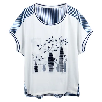 Ženy Tričko Cartoon Pruhované Tričko Žena Letné Topy 2020 Nové Módne Bavlna Voľné Plus Veľkosť Womens Oblečenie Tee Tričko Femme