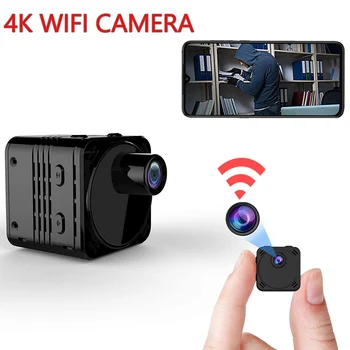 4K Mini WiFi Kamera, Smart Wireless Videokamera HD Malé Vačky Detekcia Pohybu Vlog Espia Nočné Videnie Video IP Webkameru 1080P