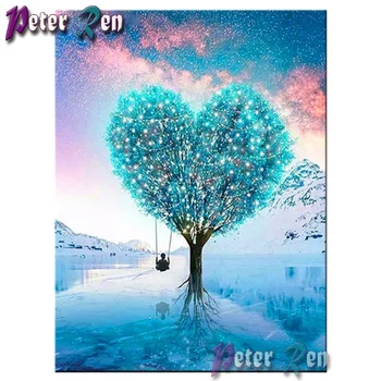 5d Diamond maľovanie Modrá láska strom swing Výšivky DIY Square/kolo Mozaiky Cross stitch Drahokamu Moderného umenia Domáce dekorácie