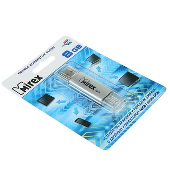 Flash OTG Mirex SMART silver, 8 GB, USB2.0, USB / micro USB, čítanie až 25 Mb / s, zápis až 15 Mb / s 1803028