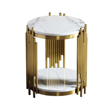 Z nehrdzavejúcej ocele pozlátené moderná obývacia izba malý konferenčný stolík luxusný gauč strane tabuľky Nordic tvorivé kolo koniec tabuľky