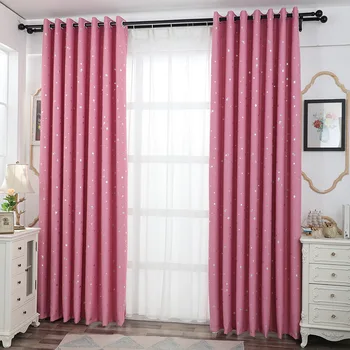 Ružová lesklé podiel star tylu závesy pre obývacia izba farbou hotové záclony okna závesy úplnej pre spálne 123&C