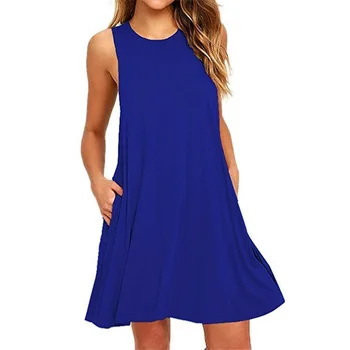 2020 Príležitostné Letné Šaty Žien Farbou Mini Šaty Elegantné Party Noc Streetwear Šaty Jednoduché Lady Bez Rukávov Šaty O-Krku