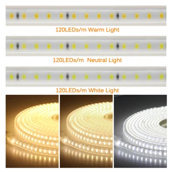 Vysoký Jas 220V 120leds/m LED Pás Mäkké Osvetlenie Nie je Oslňujúci Flexibilné LED Svetlo Bezpečnosti Nepremokavé Vonkajšie Použitie LED Pásy