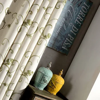 Európska Bavlnená posteľná bielizeň windows záclony vyšívané rastlín pre obývacia izba, spálňa, Kuchyňa dekorácie