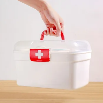 Prvá Pomoc Kit Box Medicíny Box Plastový obal Núdzové Kit Prenosné 2Layer Veľkú Kapacitu Zdravotníckych Skladovanie Organizátor WF924