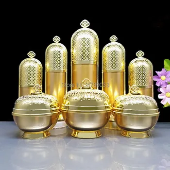 5 ks 5/10/30/50g Gold Cream Kozmetické Jar Hrniec 10/30/50/120ml Akryl Lotion Čerpadla/Spreji DIY Naplniteľné Kontajner Travel Set