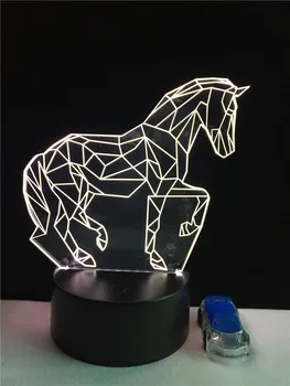 Kreatívne Zvierat Geometrické Kôň 3D svetlo lampy LED USB Náladu Nočné Svetlo Multicolor Dotyk Diaľkové Stôl, stolná Lampa Dieťa Hračku Posteli