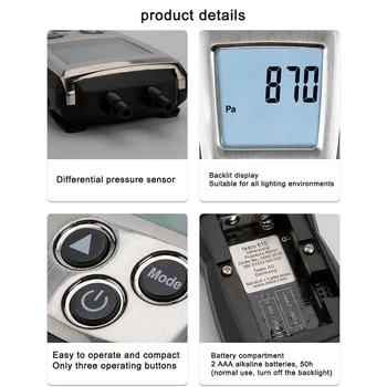 Testo 510 Chladenie Digitálny tlakomer Presné PSI Diferenčný tlakomer 0-100hPa Tlak Vzduchu Domov Nástroj