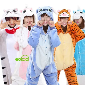 Nastaviť kigurumi Zvieratá Jednorožec Pyžamo Deti Flanelové Panda Pijamas dospelí Muži, Ženy, Pyžamá Nastaviť Chlapci Dievčatá Sleepwear Onesies Oblečenie