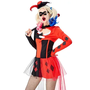 Dospelá Žena Cirkus Klaun komický Joker Cosplay Ženy Halloween samovražedné komando Film Kostýmy Karneval Purim Úlohu hrať Party šaty