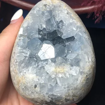 Prírodné celestite geode quartz klastra vzor Modré Spar Otvor Geode Drahokam uzdravenie